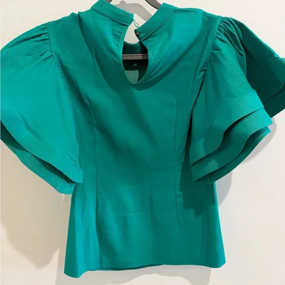 Green Designer Puff Sleeve Top - Picture 6 of 10